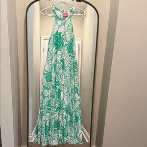 Lilly Pulitzer Green and White Floral Maxi Dress